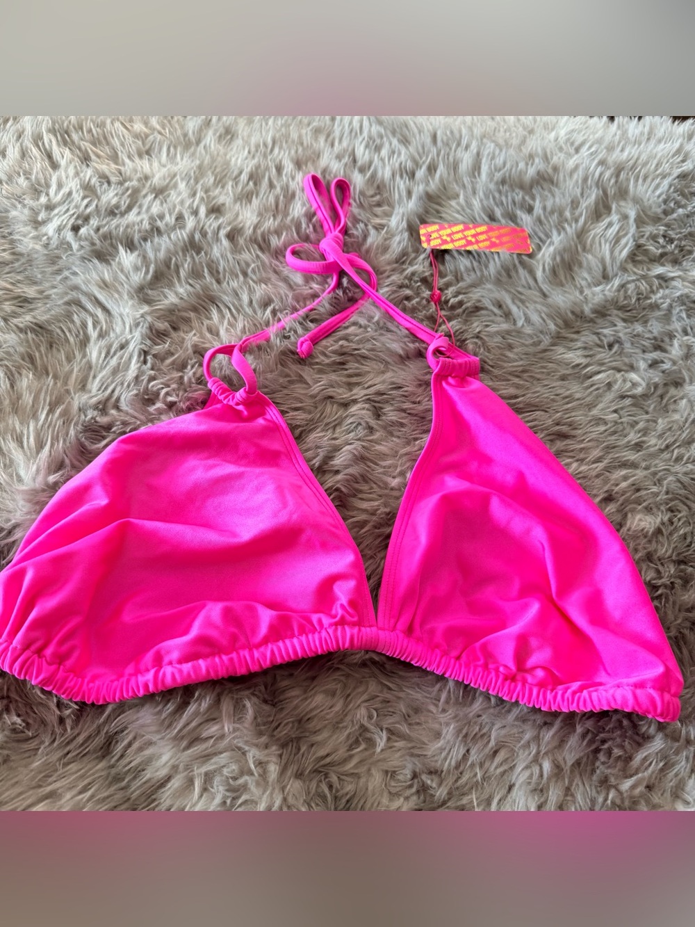 Curvy Beach hot pink triangle top 3x